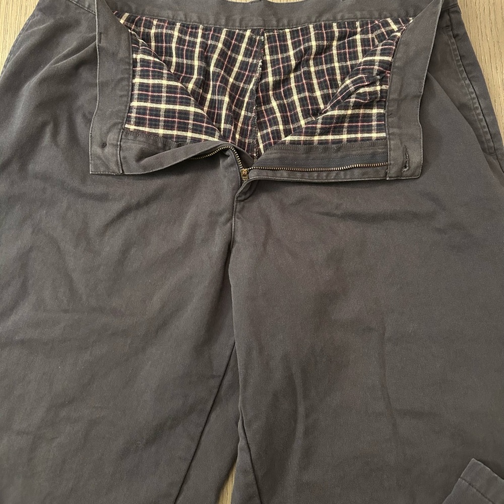 L.L. Bean Flannel Lined Pants Mens 38x29 Natural Fit Navy Blue Cotton Chino